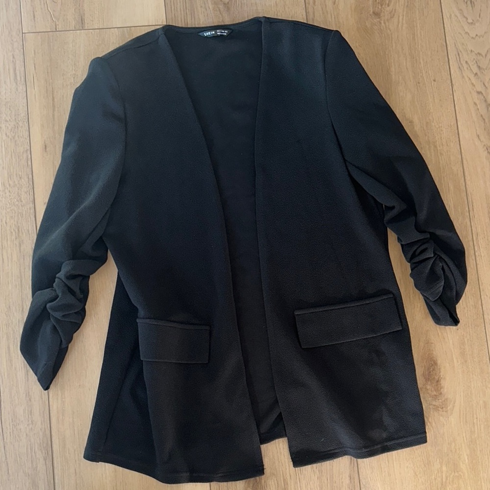 Black Open Front Blazer